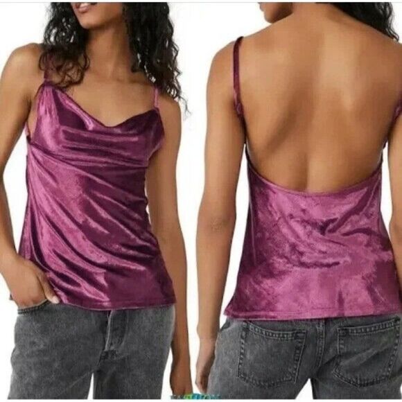 Free People All Night Velvet Tunic Fig Jam Size Small New - Picture 1 of 5